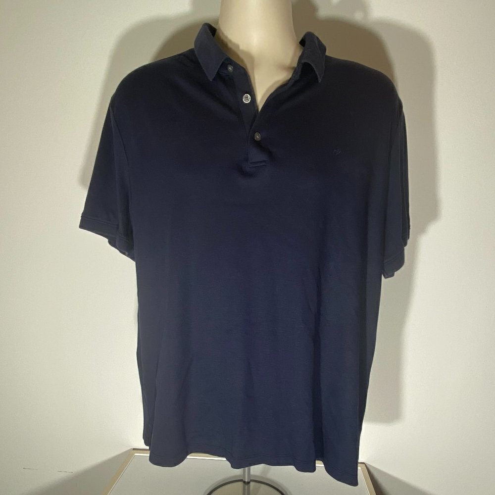 Men's Navy Calvin Klein Short Sleeve Polo Shirt - Size XL